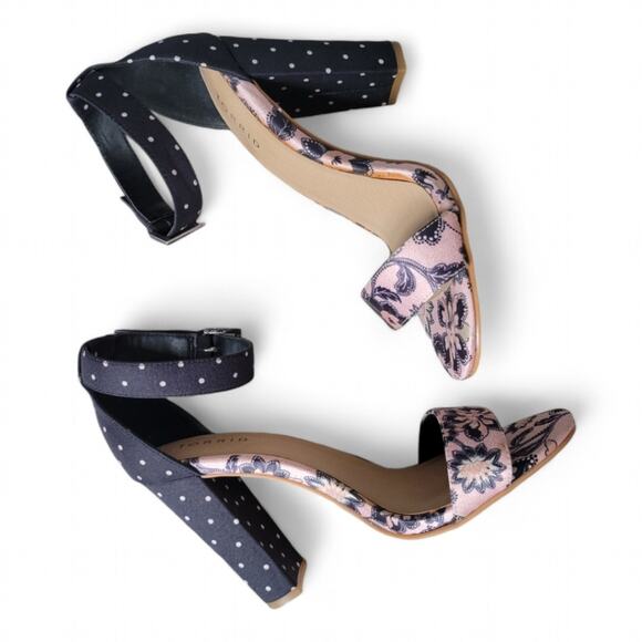 Torrid Paisley Dot Sandals Size 8.5W Ankle Strap Pink Polk Dots - Picture 5 of 12